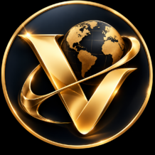 luxurious golden v globe emblem
